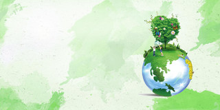世界环境日绿色简约312植树节种树保护地球绿色地球植树节展板背景